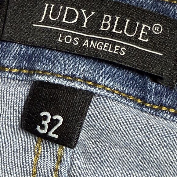 Judy Blue Jeans Relaxed Fit Sz 32 Womens M Wash Denim Distressed Destructed - Picture 7 of 10